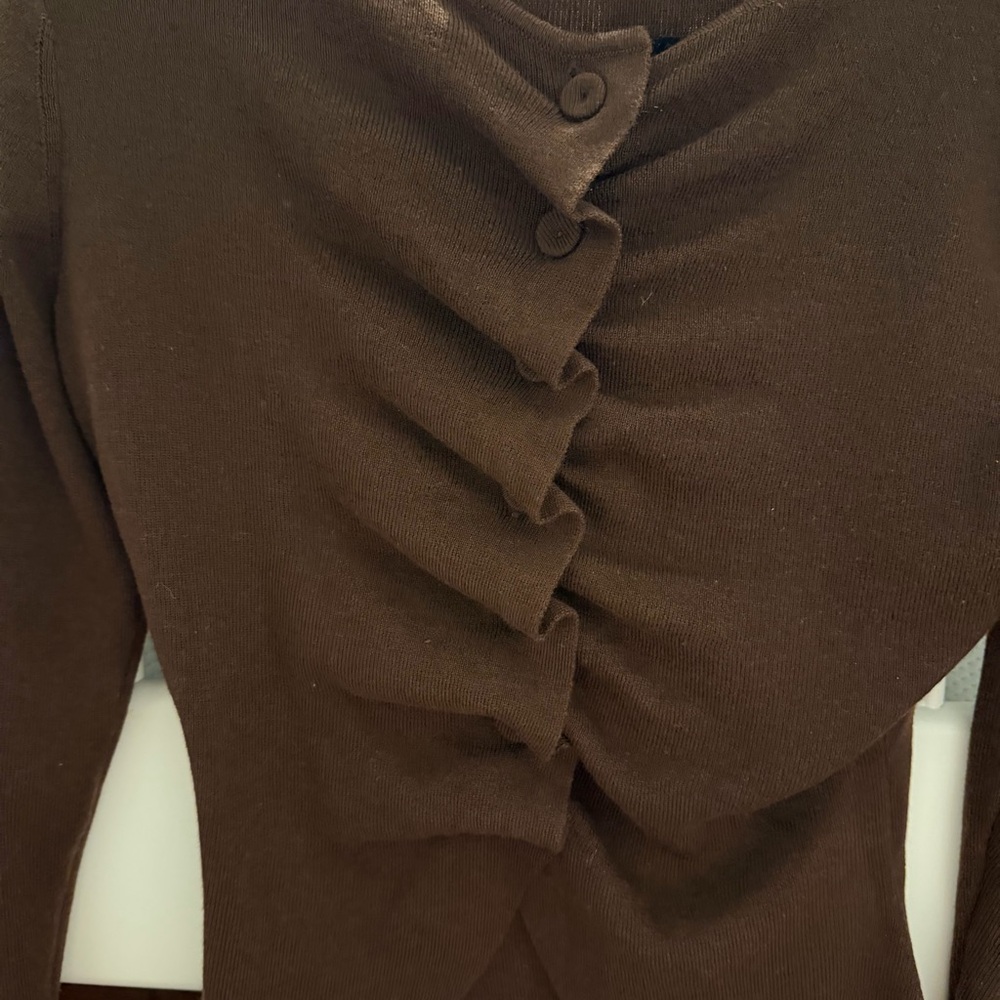 Zara Ruched Knit Top Brown - Picture 6 of 7